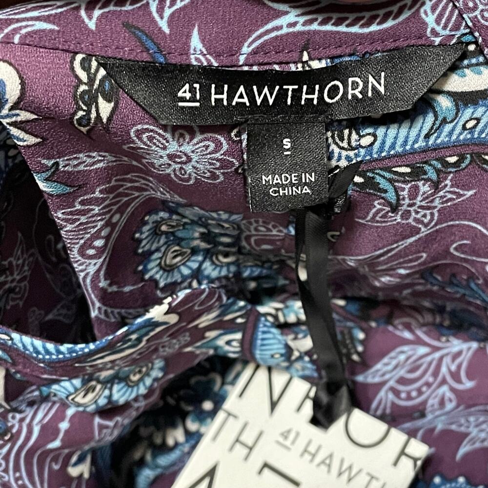 NWT 41Hawthorn Trina Bell Sleeve Pleated Back Purple Blouse - Picture 4 of 5